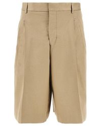 Ami Paris - Cotton Gabardine Shorts With Darts - Lyst