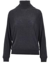 KHAITE - Wool And Silk Jersey Mock-Neck Top - Lyst