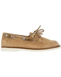 Pinko - Suede Leather Boat Shoes - Lyst