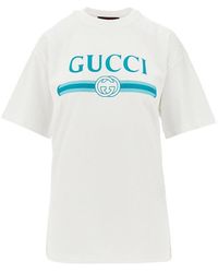 Gucci - T-Shirt Relaxed Fit Con Stampa Logo Donna - Lyst