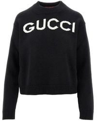 Gucci - Wool Sweater With Logo Inlay - Lyst