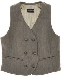 Emporio Armani - Double-Breasted Wool Vest - Lyst