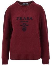 Prada - Wool And Cashmere Sweater With Logo - Lyst
