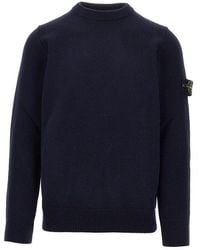 Stone Island - Knitted Sweater With Logo Badge - Lyst