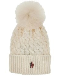 Moncler - Wool Beanie Hat With Pompom - Lyst
