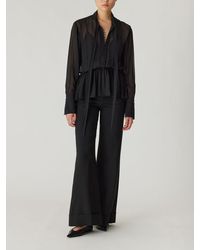 Rebecca Taylor - Covered Button Tie Front Blouse - Lyst