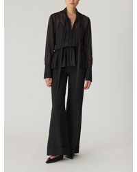 Rebecca Taylor - Covered Button Tie Front Blouse - Lyst