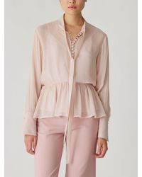 Rebecca Taylor - Covered Button Tie Front Blouse - Lyst