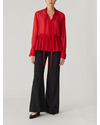 Rebecca Taylor - Covered Button Tie Blouse - Lyst