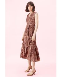 Rebecca Taylor Spring Leopard Wrap Dress - Brown