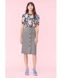 Rebecca Taylor Houndstooth Tweed Skirt - Multicolour