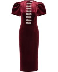 Rebecca Vallance - Edwiena Puff Sleeve Bow Midi Dress - Lyst
