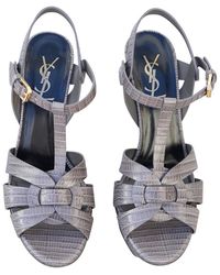 Saint Laurent Sandalen aus Leder - Grau