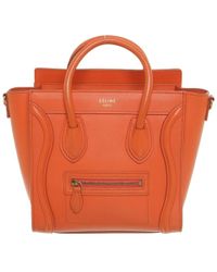 Céline Luggage Nano aus Leder - Orange