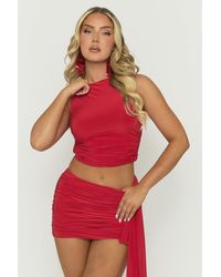 Rebellious Fashion - Ruched Sleeveless Cropped Top & Mini Skirt Co-Ord Set - Lyst