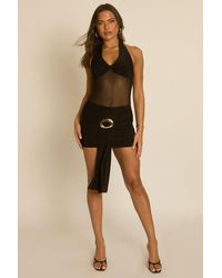 Rebellious Fashion - Mesh Halterneck Drape Mini Dress - Lyst