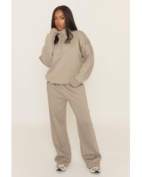 Rebellious Fashion - Dove Oversized Quarter Zip Sweater And Joggers Loungewear Co-Ord Set - Lyst