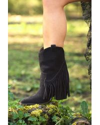 Rebellious Fashion - Fringed Pointed Toe Cowboy Boots - Lyst