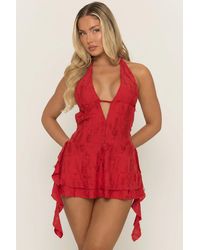Rebellious Fashion - Distressed Plunge Mini Dress - Lyst