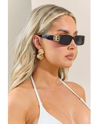 Rebellious Fashion - Rectangle Frame Side Logo Sunglasses - Lyst