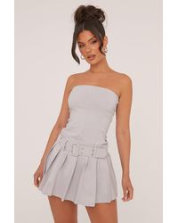 Rebellious Fashion - Bandeau Pleat Detail Waist Belt Mini Dress - Lyst