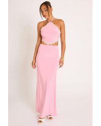 Rebellious Fashion - Lace Trim Halter Top And Maxi Skirt Co-Ord Set - Lyst