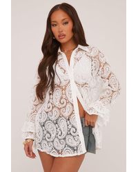 Rebellious Fashion - Lace Button Up Frill Sleeve Shirt - Lyst