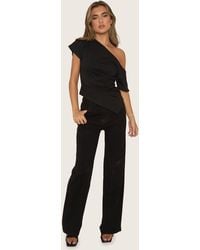 Rebellious Fashion - Stretch Denim Diamante Wide Leg Jeans - Lyst