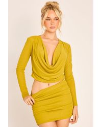 Rebellious Fashion - Textured Long Sleeve Cowl Neck Top And Skirt Co-Ord Set - Lyst