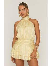 Rebellious Fashion - Halterneck Blouson Ruffle Mini Dress - Lyst