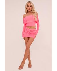 Rebellious Fashion - Bardot Cropped Top & Mini Skirt Co-Ord Set - Lyst
