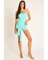 Rebellious Fashion - Bandeau Top And Tie Detail Shorts Co-Ord Set - Lyst