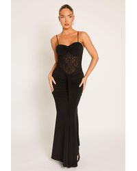 Rebellious Fashion - Lace Insert Gathered Maxi Dress - Lyst