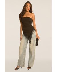 Rebellious Fashion - Asymmetric Lace Trim Bandeau Top - Lyst