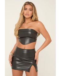 Rebellious Fashion - Faux Leather Corset And Mini Skirt Co-Ord - Lyst