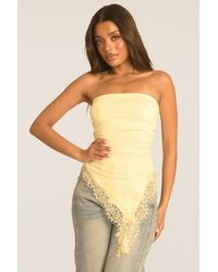 Rebellious Fashion - Asymmetric Lace Trim Bandeau Top - Lyst