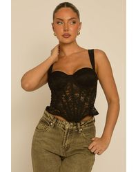 Rebellious Fashion - Lace Semi Sheer Corset Top - Lyst