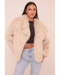 Rebellious Fashion - Faux Fur Long Sleeves Cropped Coat - Lyst