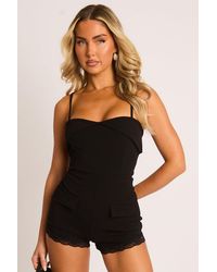 Rebellious Fashion - Lace Detail Tailored Playsuit - Lyst