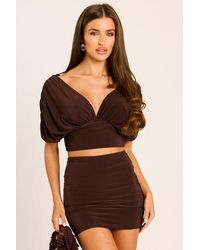 Rebellious Fashion - Drape Crop Top And Mini Skirt Co-Ord Set - Lyst