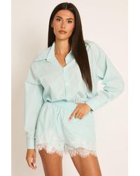 Rebellious Fashion - Lace Trim Shirt And Shorts Co-Ord Set - Lyst