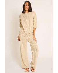 Rebellious Fashion - Knit Short Sleeve Top And Wide Leg Trousers Co-Ord Set - Lyst