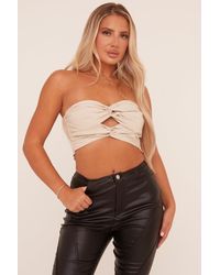 Rebellious Fashion - Bandeau Twist Front Cropped Top - Lyst