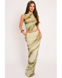 Rebellious Fashion - Abstract Print Mesh Top And Maxi Skirt Co-Ord Set - Lyst
