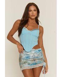 Rebellious Fashion - Corset And Lace Trim Printed Mini Skirt Co-Ord Set - Lyst
