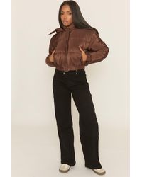 Rebellious Fashion - Hooded Zip Through Crop Puffer Jacket - Lyst