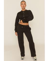 Rebellious Fashion - Popper Front Cinched Waist Sweatshirt And Wide Leg Trousers Loungewear Co-Ord Set - Lyst