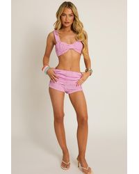 Rebellious Fashion - Textured Bralet Top And Fold Over Shorts Co-Ord Set - Lyst