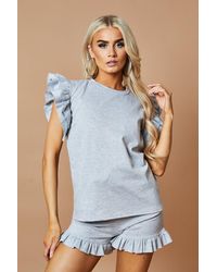 Rebellious Fashion - Frill Detail Top & Shorts Co-Ords Set - Lyst