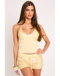 Rebellious Fashion - Knit Sequin Halter Top And Shorts Set - Lyst